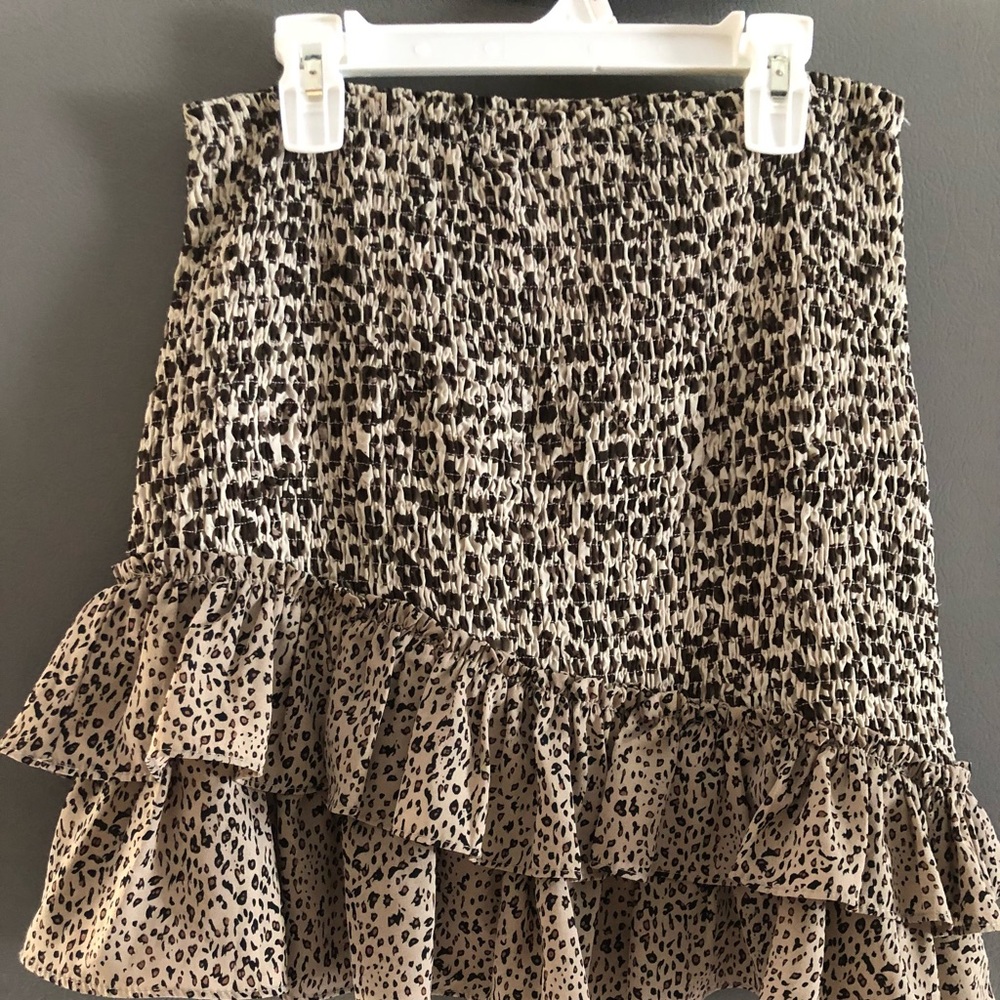 GLAM Leopard Cheetah Print Tiered Ruffle Skirt